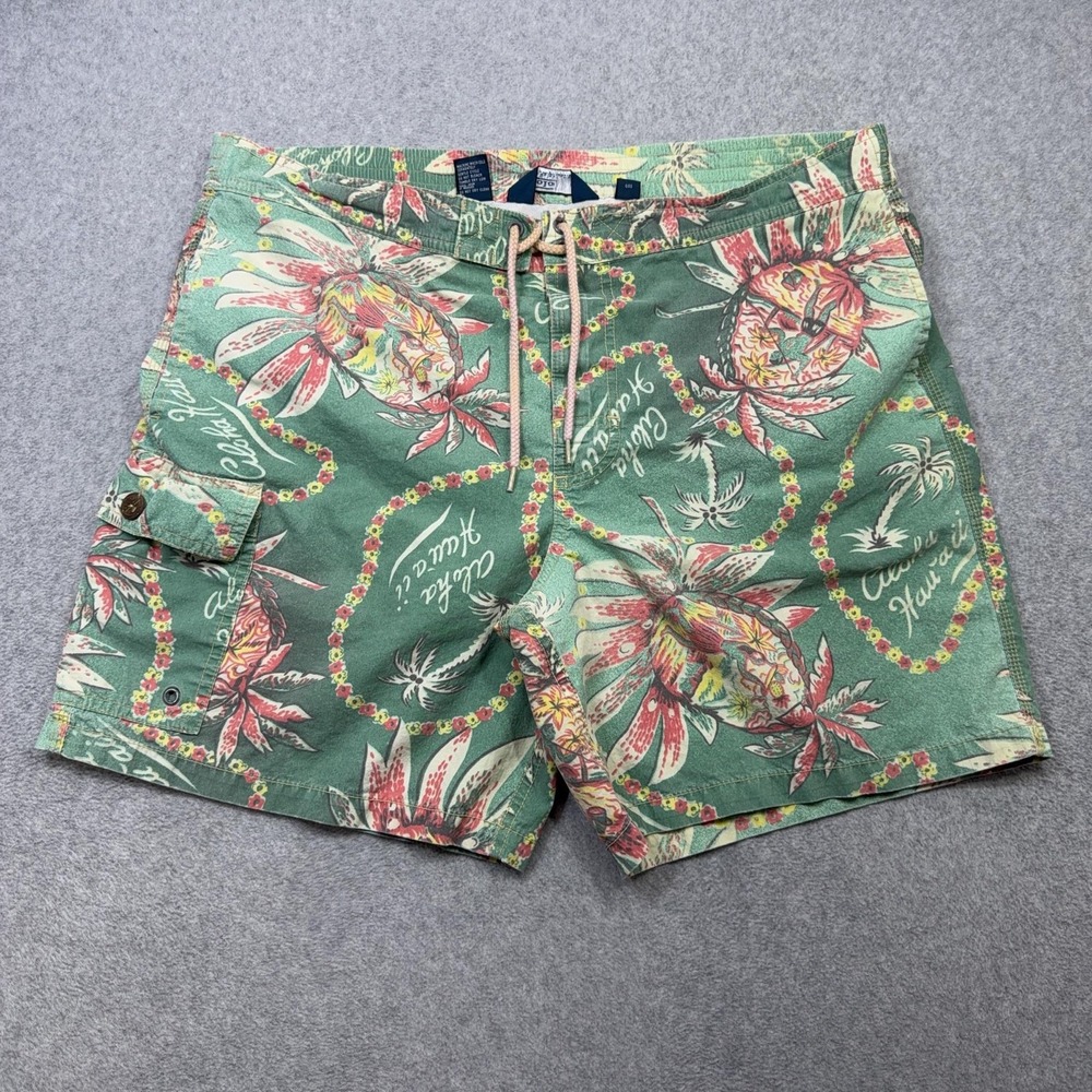 Polo Ralph Lauren Swim Shorts Mens Medium Green Aloha Hawaii Trunks Surf Beach